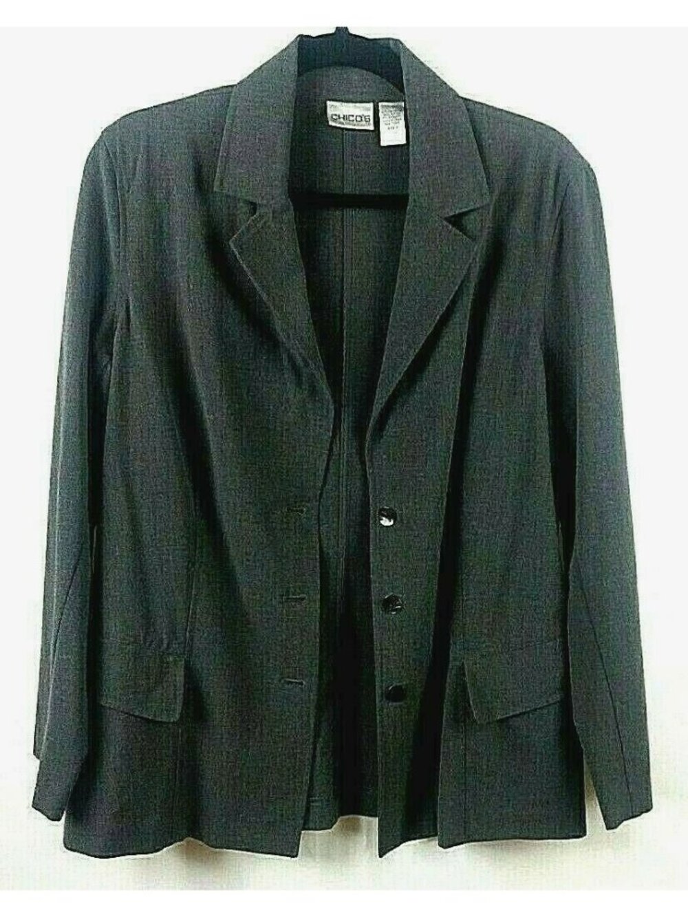 Gray Blazer Jacket Medium Chicos 1 Workwear Interview Career - Picture 5 of 6
